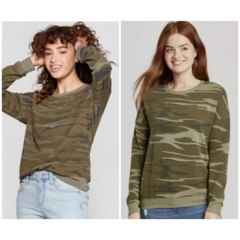 NWT Zoe + Liv Camo‎ Crewneck Long Sleeve Sweatshirt XS